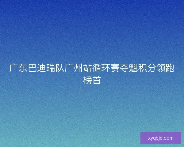 广东巴迪瑞队广州站循环赛夺魁积分领跑榜首