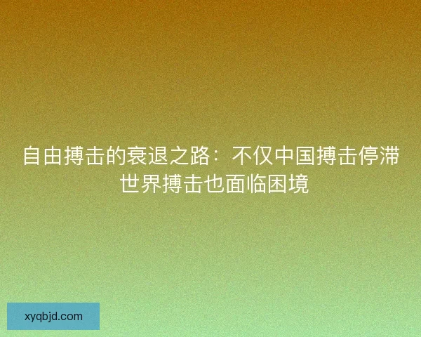 自由搏击的衰退之路：不仅中国搏击停滞 世界搏击也面临困境
